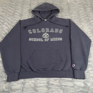 Champion Colorado School of Mines Hoodie Medium Navy Blue Pullover Sweatshirt